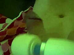 Using magic wand to make husband cum for me, what a yummy mess it made.