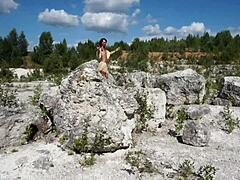 Mature Amateur Dances Topless In White Stone Quarry