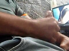 Solo boy performs intense masturbation session in video number 34 with focused strokes and climax.