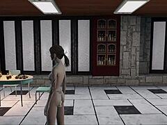 In Fallout 4 brunette pastry chef in anime style bakes treats