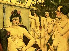 Vintage erotic drawings bring classic anime and hentai vibes to life