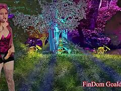 Joy enjoys cum eating under femdom jerk off instructions with strapon