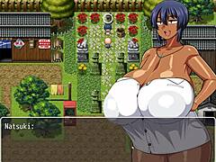 Tanned Girl Natsuki Hentai Game Ep 11 Village Chief Masturbates While She Changes in Public