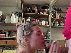 Guy fucks young girl hard in ass in her father's garage