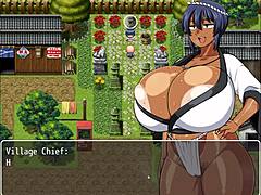Tanned Girl Natsuki Hentai Game Ep 11 Village Chief Masturbates While She Changes in Public