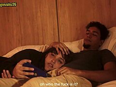 Watching Netflix with my stepsister, but I couldn't resist putting my cock in her mouth almost getting caught?