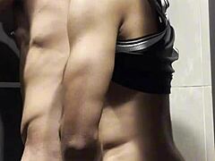 Gym Bathroom With Muscular Stud