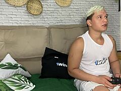 Neighbor loses bet in game and pays up