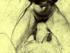 Vintage drawings from antique cartoons and anime collections in retro style.