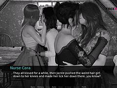 whoa, in dusklight manor episode 43, nurse cora and lemon join john for group sex in this 3d hospital vampire story game