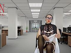 Naked secretary seduces boss with tits and cunt!