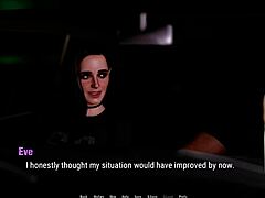 In the hentai tale, brunette with big natural tits undresses in corset at striptease bar for public fantasy