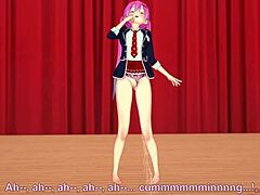 a pink-haired girl with small tits performs on stage alongside you in this koikatsu scene