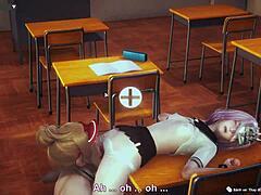 The student wears her school uniform in this anime story.