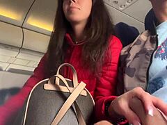 this guy risks it all by jerking off his cock in pov on a crowded plane toilet