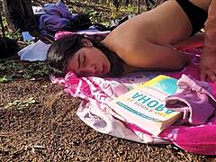 i love fucking in the forest with this amazing big dick pounding me missionary style