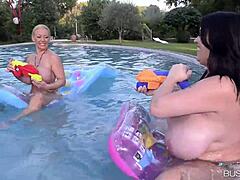 Busty Lovers Join Leanne Crow & Delzangel In The Pool