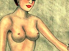 Explore bold vintage drawings featuring antique anime hentai characters in retro style