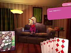 two anime chicks playing poker, leading to furry striptease with ripped clothes 🎴