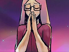 big for him lemonfont animation contrasts muscular futanari bodybuilder in anime hentai style