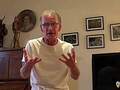 two young 18+ babes fuck old man, swallow his cum