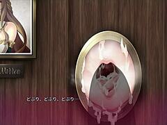 A fun anime scene where a sister gives a blowjob through a hole