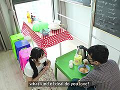 Do you want to watch this cute young Asian teen get wet cunilingus and rough sex in her store?