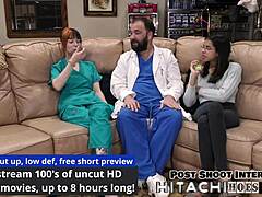 Freshman ditria rose gets mandatory hitachi orgasm with pierced nipples and latex gloves backstage