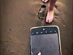 Public beach sex with brunette stranger giving pov blowjob and cum in muscular ass action 😜