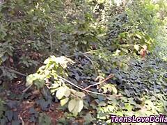 teen gets hardcore outdoor fucking with cumshot 😈🌳