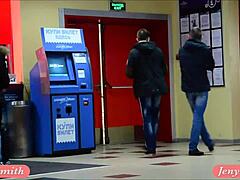 Caught undressing in movie theatre stairways!