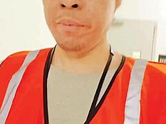 this amsr sfw is walking about during work in public