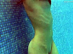 i watch lina mercury in red lingerie underwater, big tits nude