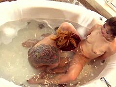 Asian Lesbian Bathtub Kissing Session