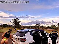 Little interview turns slutty outdoors – I fuck her ass, cum inside on road side with Vagninho and Luna Oliveira 🍑💦