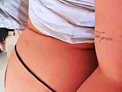 Chilling on netflix with my stepsis turns into redhead pov cum on ass fun