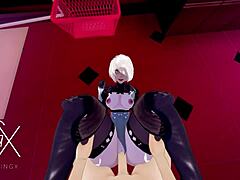 This anime hentai features 2B robot girl in hardcore sex positions with deep throat