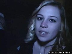 Teen Brunette Babe Teased in Missionary at Party, Petite Pussy Fucked Hard with Cumshot