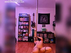 watch the blonde strip in black lingerie