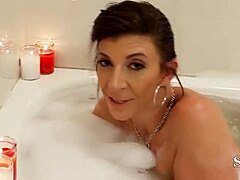 Sara Jay feels intense pleasure masturbating her clit.