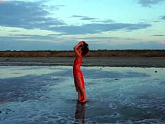 Walk On Red Sunset Of Elton Salt Lake