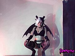 Goth succubus babe bends over to possess monster cock