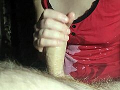 Korean girl jerks and sucks cock gently.