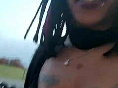 Masturbating in Grocery Store, Then Flashing Saggy Tits on Road