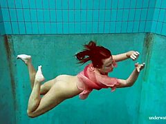 Hot Deniska Underwater Naked! Teen 18+ Shaved Wet Pool!