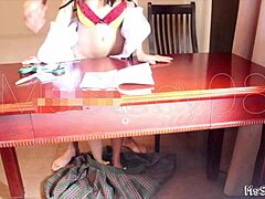 stepdad surprises petite filipina stepdaughter with intense moment while she does homework moaning softly