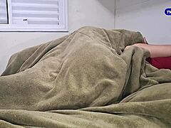 Married housewife cums from husband licking then almost caught by son bareback