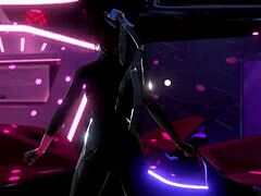 Pretty skinny eve performs secret instructions in torn suit