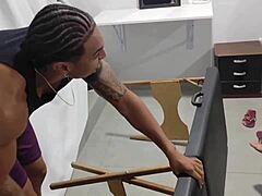 husband hires massage for naughty wife, masseuse gives her a cock beating