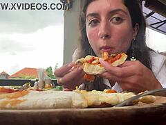 Why walk with cum on your face in a cafe, eating pizza and swallowing it all?